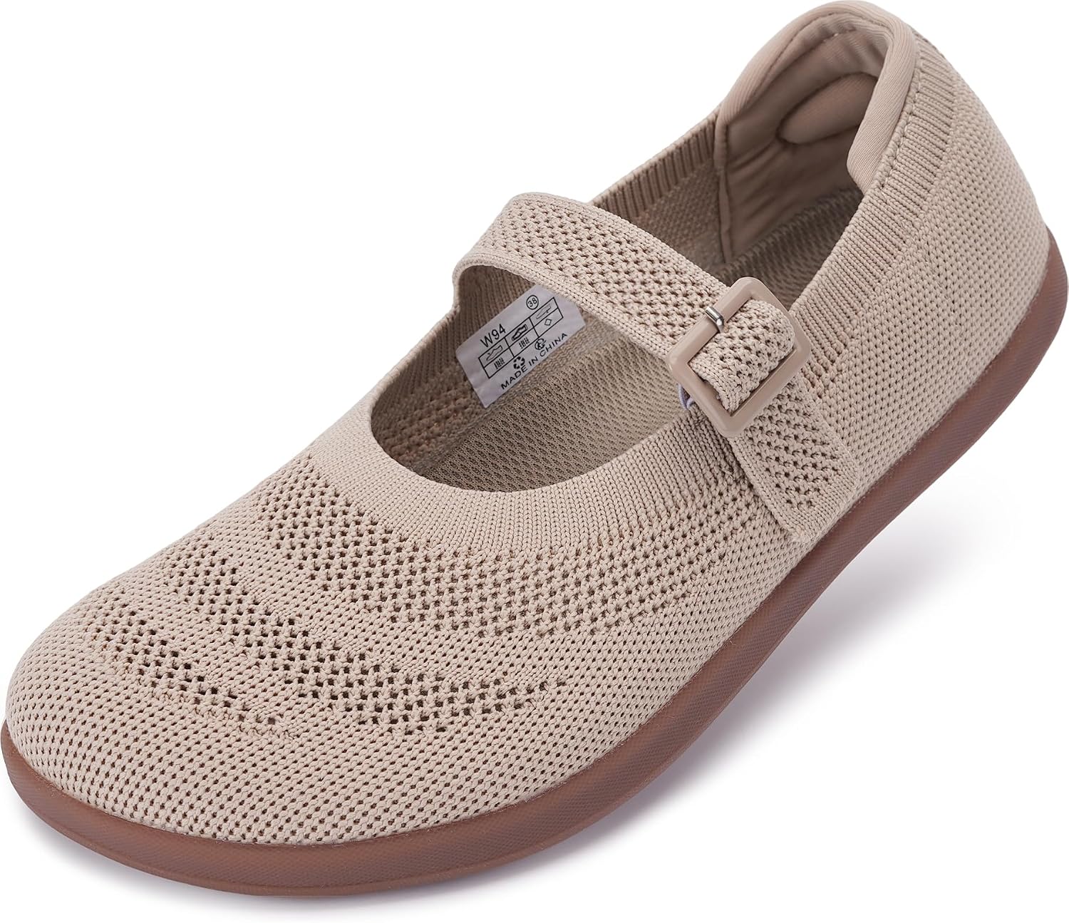 WHITIN Women's Mary Jane Shoes Wide Toe Box Barefoot Flats W94 W94 | Beige