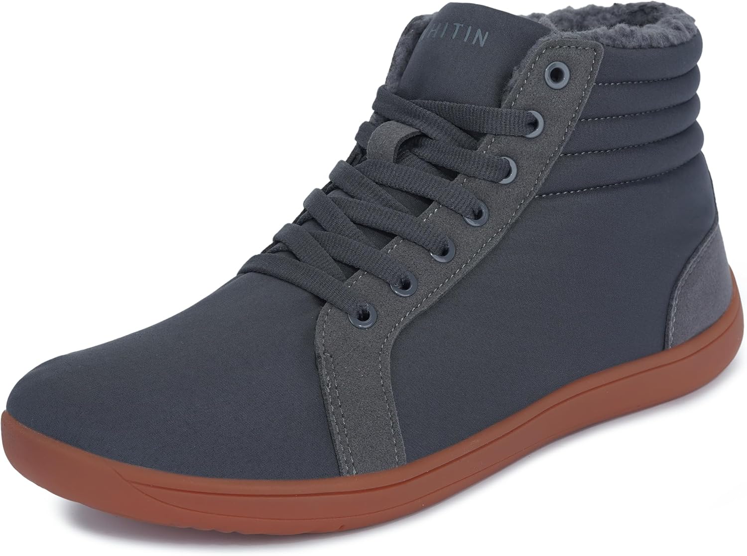 WHITIN Men's Wide Hi-top Winter Barefoot Shoes for Optimal Warmth W826 W826 | Grey Gum