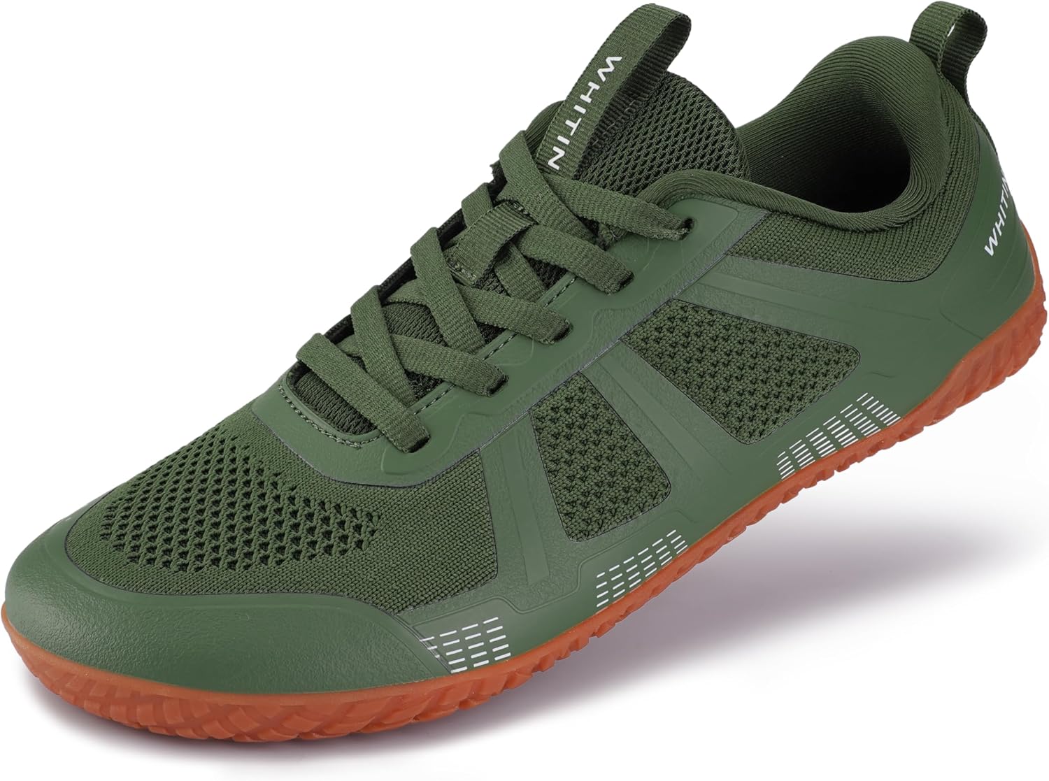 WHITIN Men's Wide Barefoot Shoes Zero Drop Tire Tread-Inspired Sole W710 Olive Green
