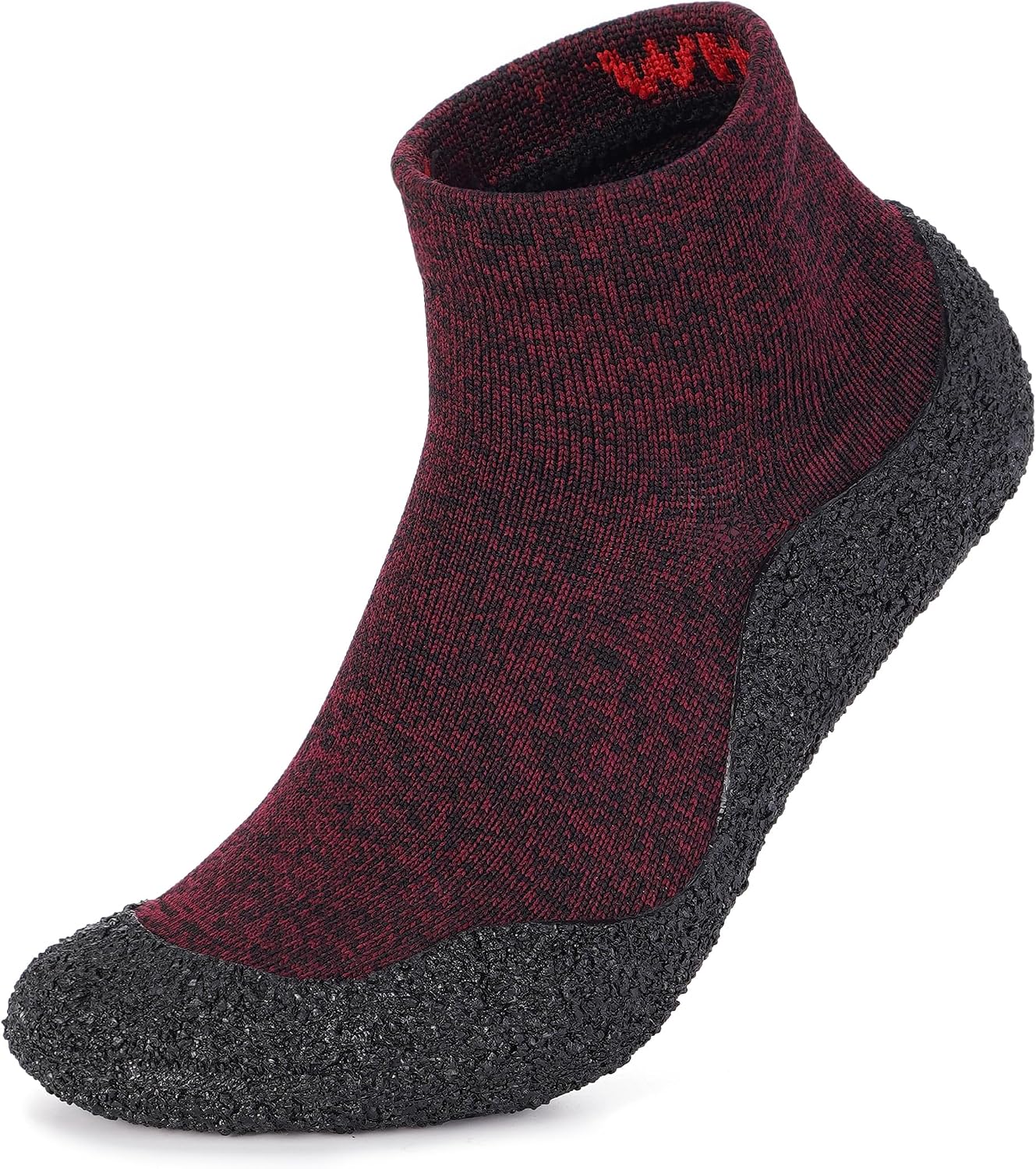 WHITIN Ultra Portable Barefoot Sock Shoes for Women and Men YG02 Red Black