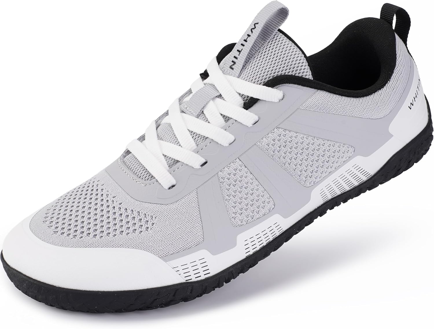 WHITIN Men's Wide Barefoot Shoes Zero Drop Tire Tread-Inspired Sole W710 Light Grey