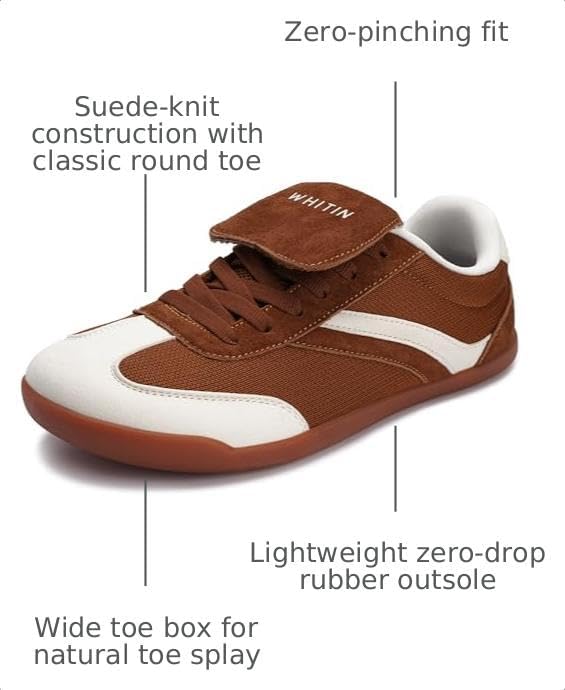 WHITIN Wommen's Knit Wide Toe Box Barefoot Shoes Long Tongue W618 Brown