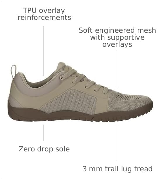 WHITIN Women's Wide Barefoot Trail Running Shoes W51 Khaki
